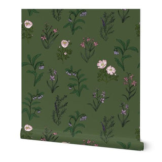 Graphic Floral Wallpaper (Green) | Wild Woods Collection