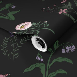 Graphic Floral Wallpaper (Black) | Wild Woods Collection