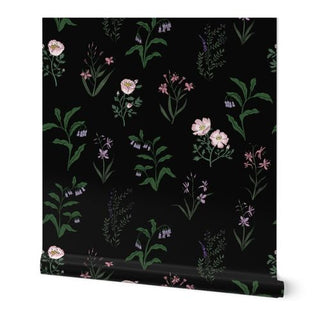 Graphic Floral Wallpaper (Black) | Wild Woods Collection