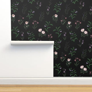 Graphic Floral Wallpaper (Black) | Wild Woods Collection