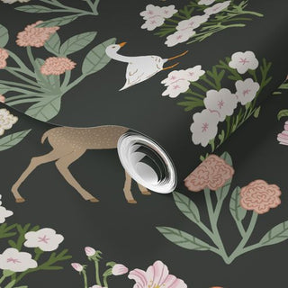 Floral Garden Wallpaper (Black) | Menagerie Collection