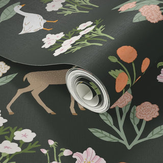 Floral Garden Wallpaper (Black) | Menagerie Collection