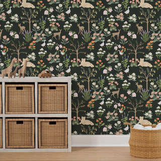 Floral Garden Wallpaper (Black) | Menagerie Collection